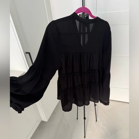 Black Ruffle Blouse - Picture 2 of 2